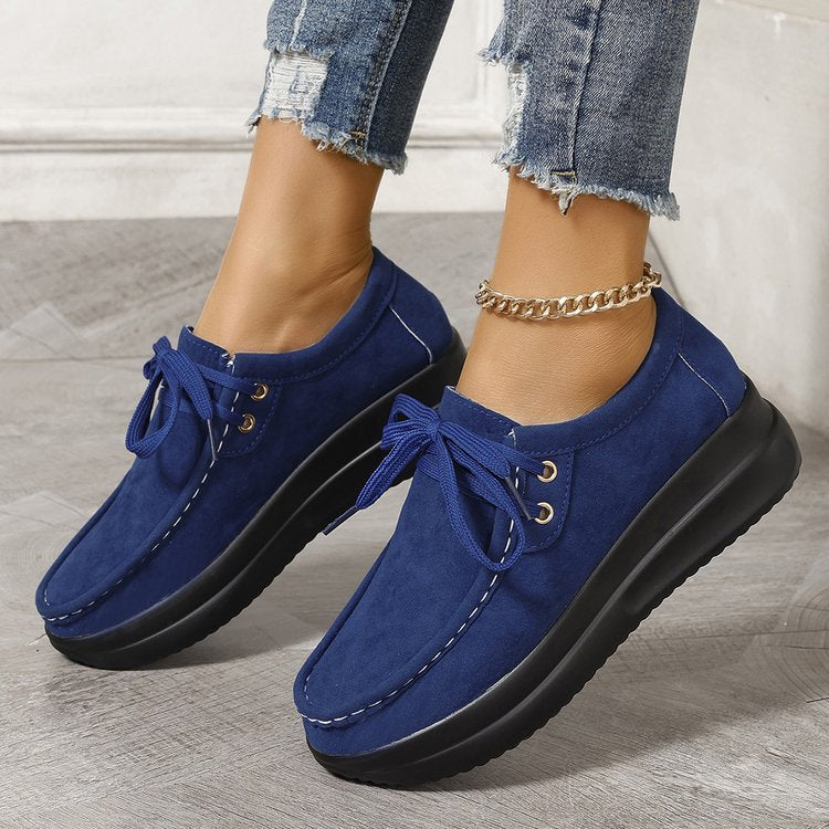 Damen Keilsneaker im Mokassinstil mit Veloursoptik und gepolsterter Komfortsohle Mune Fashion