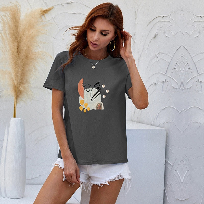 Women Modern T-Shirt with Art Motif Mune Fashion