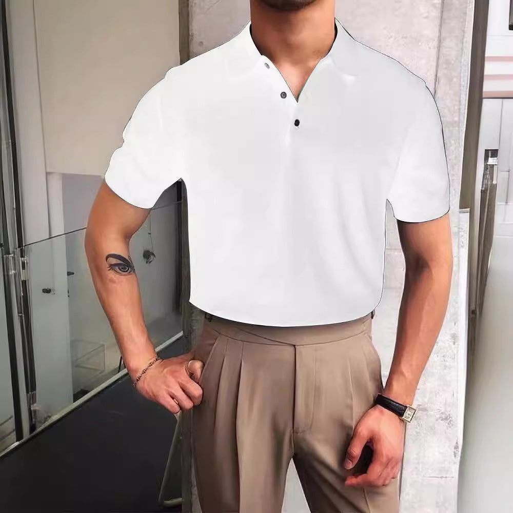 Men's nano Premium fine knit polo shirt with open shirt collar and subtle button placket Mune Fashion