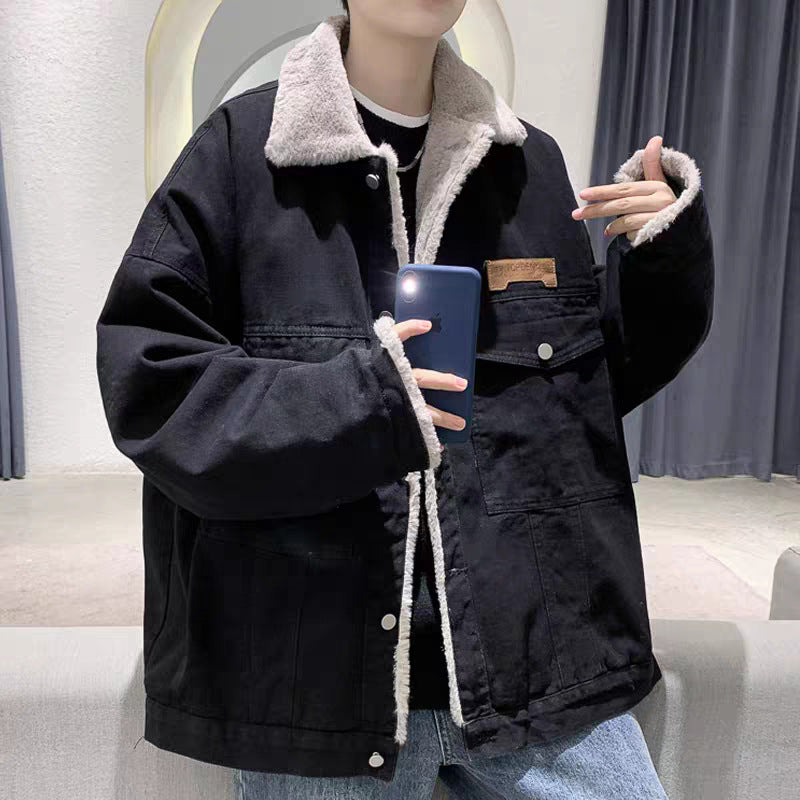 Men's Lined Oversized Denim Jacket with Teddy Lining and Flap Pockets Mune Fashion