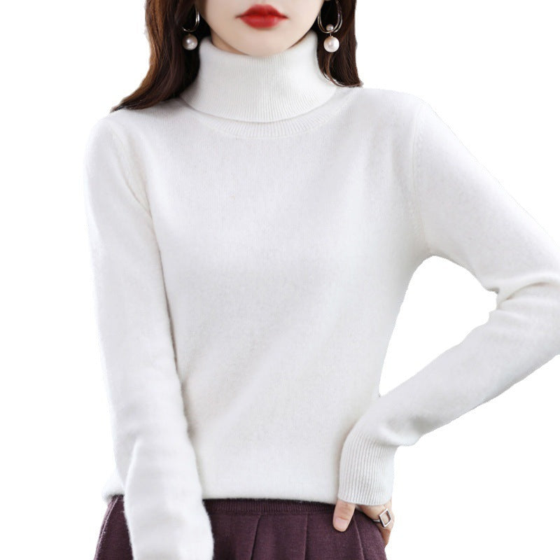 Women's Slim-Fit Turtleneck Sweater made of Cashmere-like Fine Knit with Soft Pile Mune Fashion