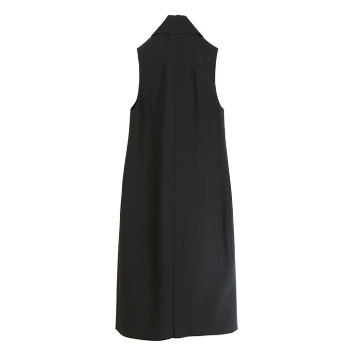 Women Sleeveless A-Line Long Vest in Oversized Tailoring with Shawl Collar Mune Fashion