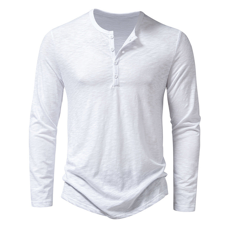 Men's fine knit Henley with round neck, concealed button placket and fitted silhouette Mune Fashion