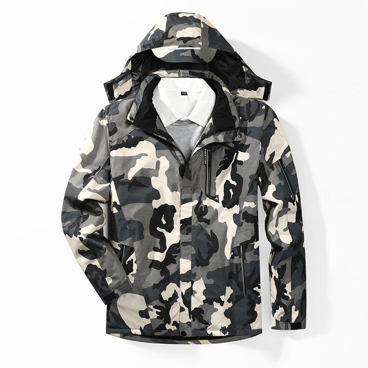 Men's Camouflage Softshell Jacket with Removable Hood and Breathable Lining Mune Fashion