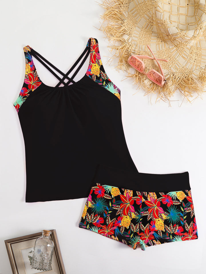 Women's Tankini Set with sporty cut and floral design Mune Fashion