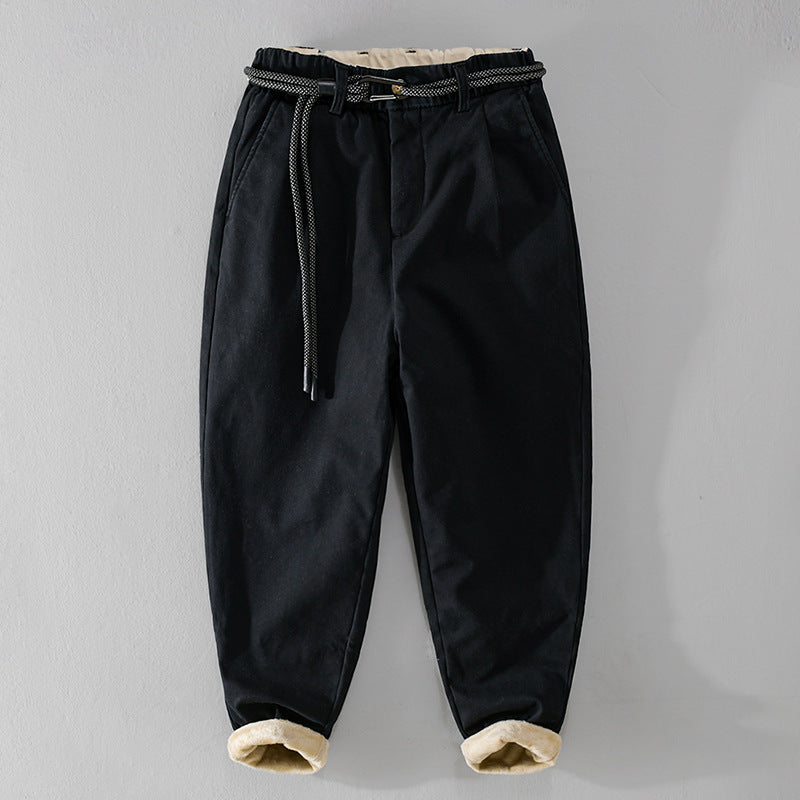 Women's Lined Chino Pants with Elastic Waistband and Tapered Legs Mune Fashion