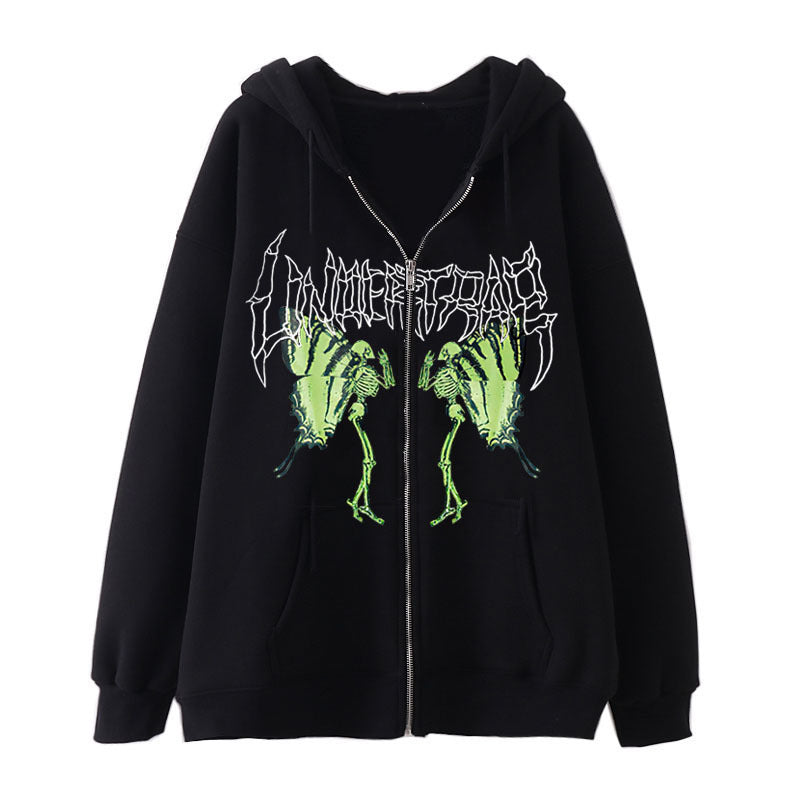 Women's hoodie jacket with full zipper and ribbed heart print Mune Fashion