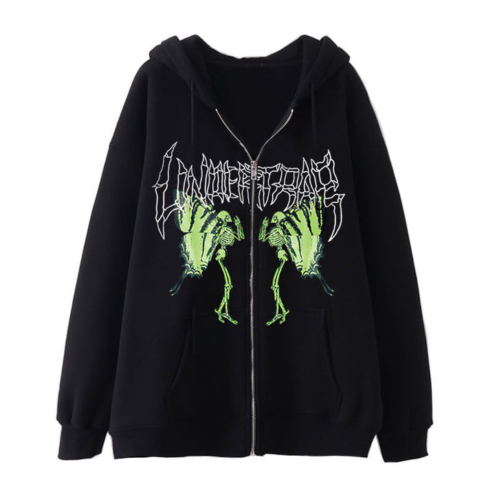Women's hoodie jacket with full zipper and ribbed heart print Mune Fashion