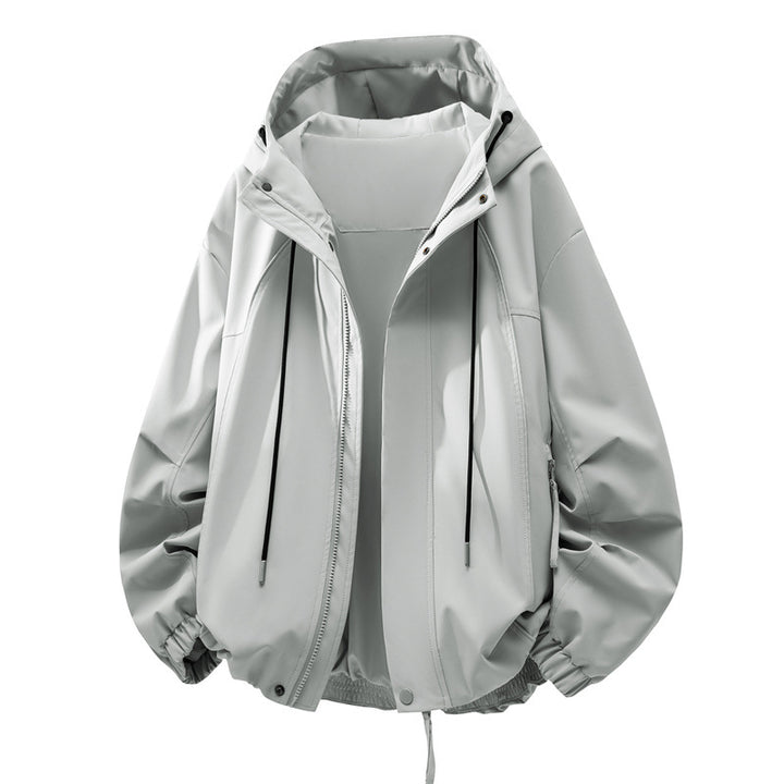 Unisex Oversize Rain and Wind Jacket with Hood, Water-Repellent Functional Membrane Mune Fashion