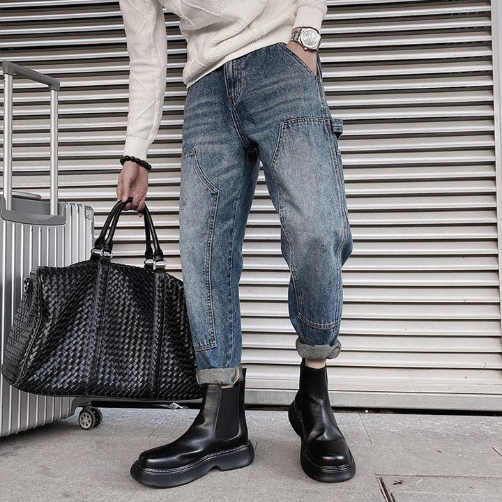 Men Casual Cargo Jeans Mune Fashion