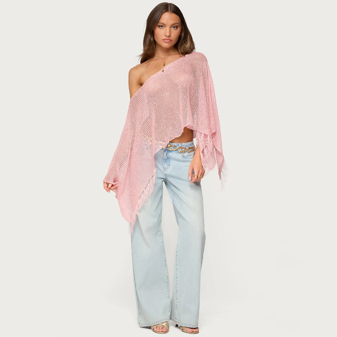 Women's stylish poncho with fringes Mune Fashion