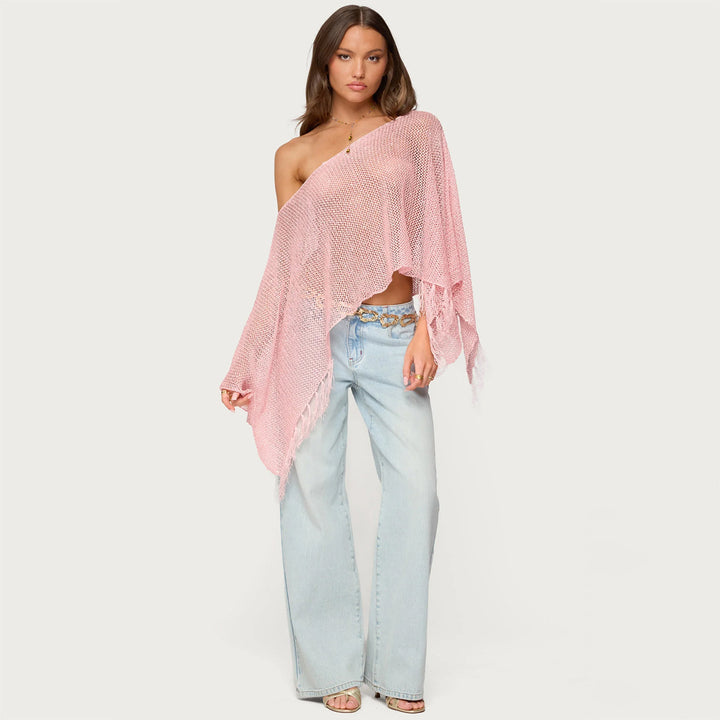 Women's stylish poncho with fringes Mune Fashion