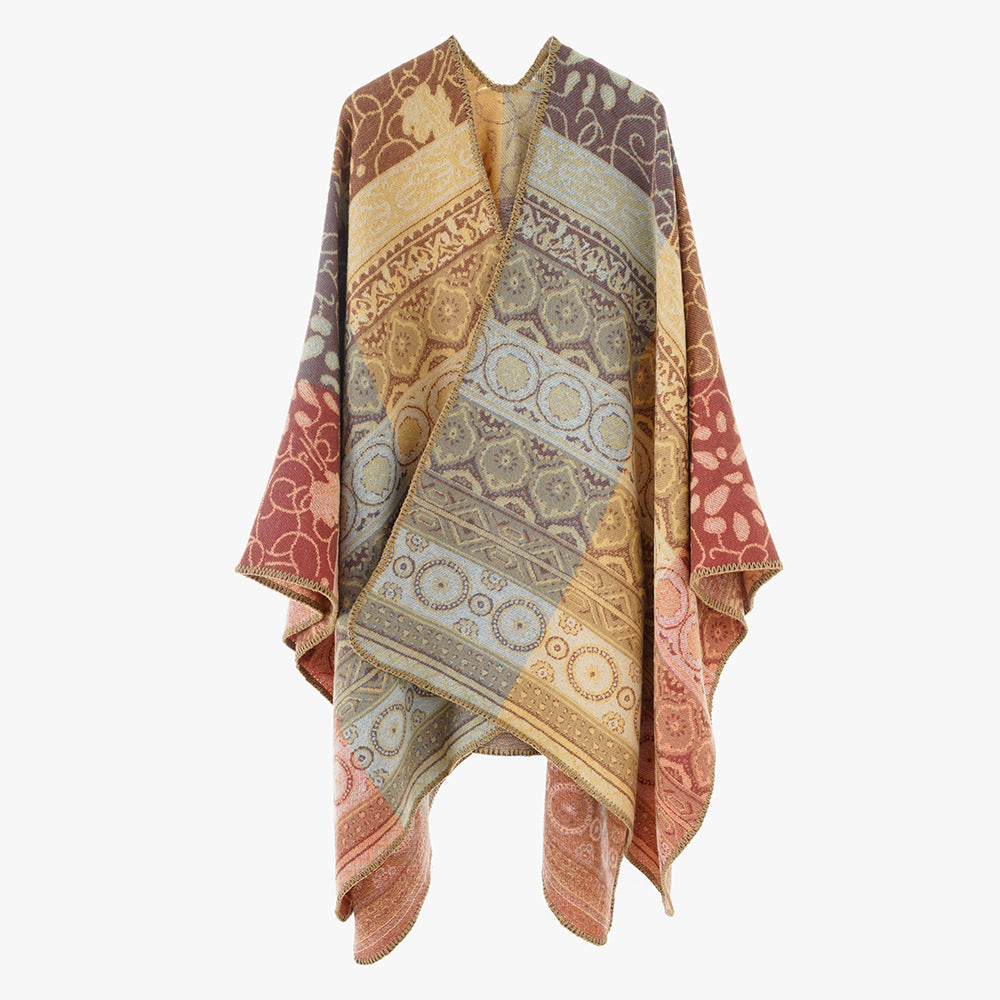 Women's Jacquard Kimono Wrap in Ornament Patchwork Style Mune Fashion