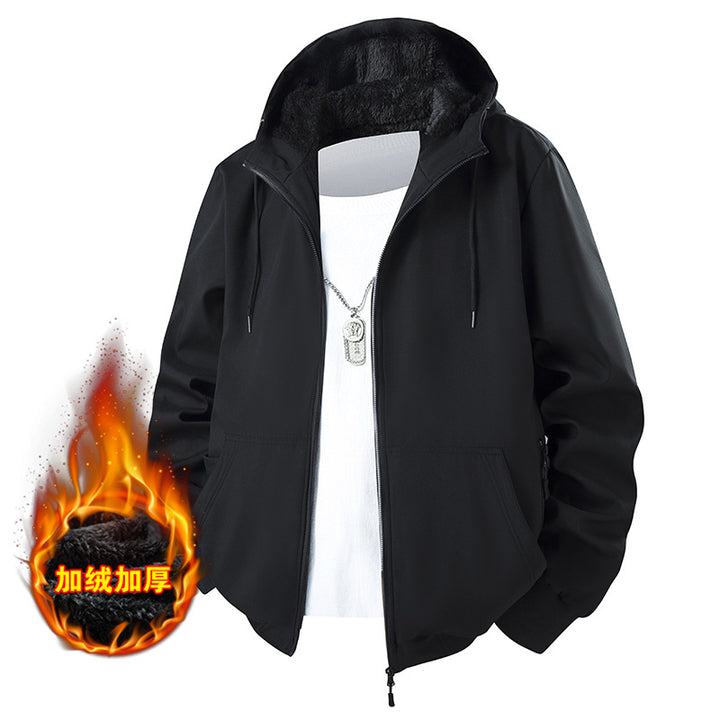 Herren Kapuzenjacke mit Teddyfutter, windabweisendem Außenstoff und geradem Schnitt Mune Fashion
