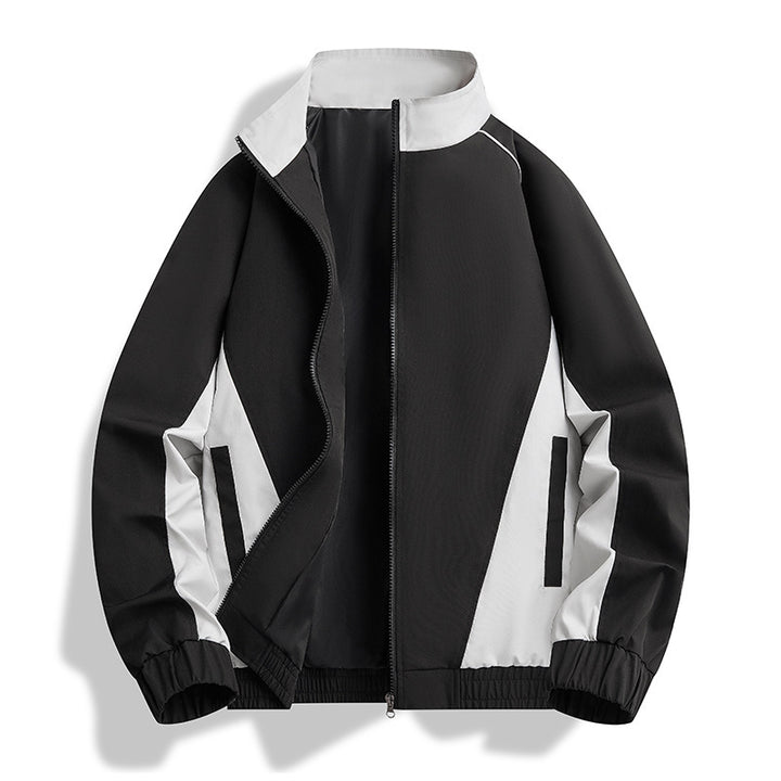 Men's Lightweight Athletic Softshell Training Jacket with Contrast Panels, Stand Collar & Elastic Hem Mune Fashion