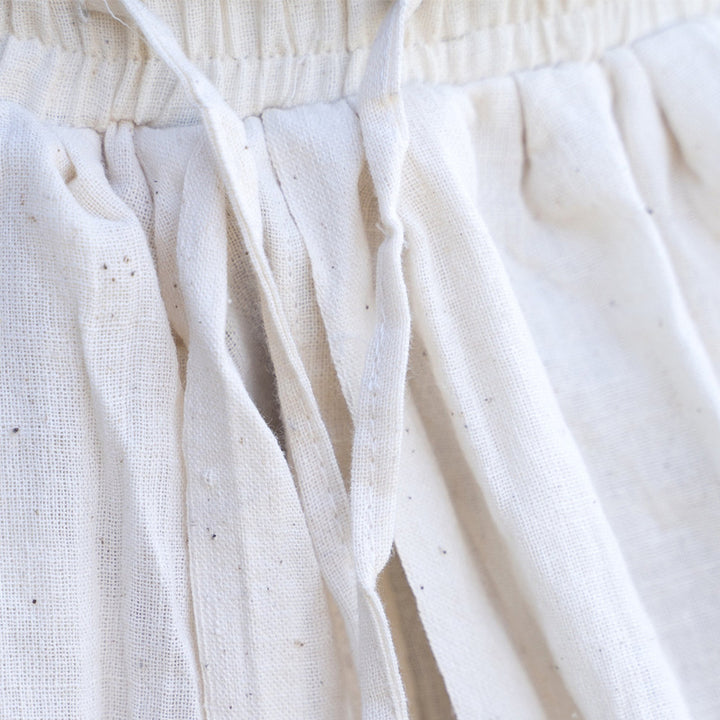 Men's loose harem pants made of lightweight cotton-linen with drawstring and pleats Mune Fashion