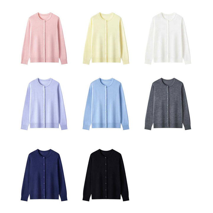 Women's fine knit cardigan with round neckline and button placket Mune Fashion