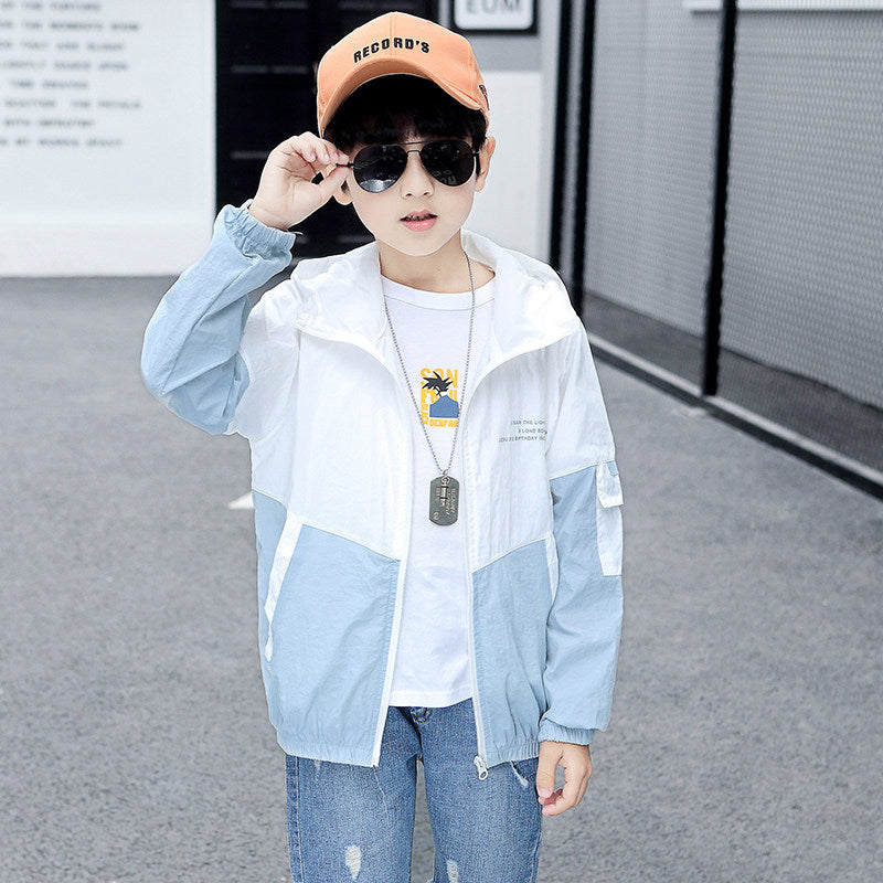 Men's lightweight windproof hooded jacket for children with color block design and elastic cuffs Mune Fashion