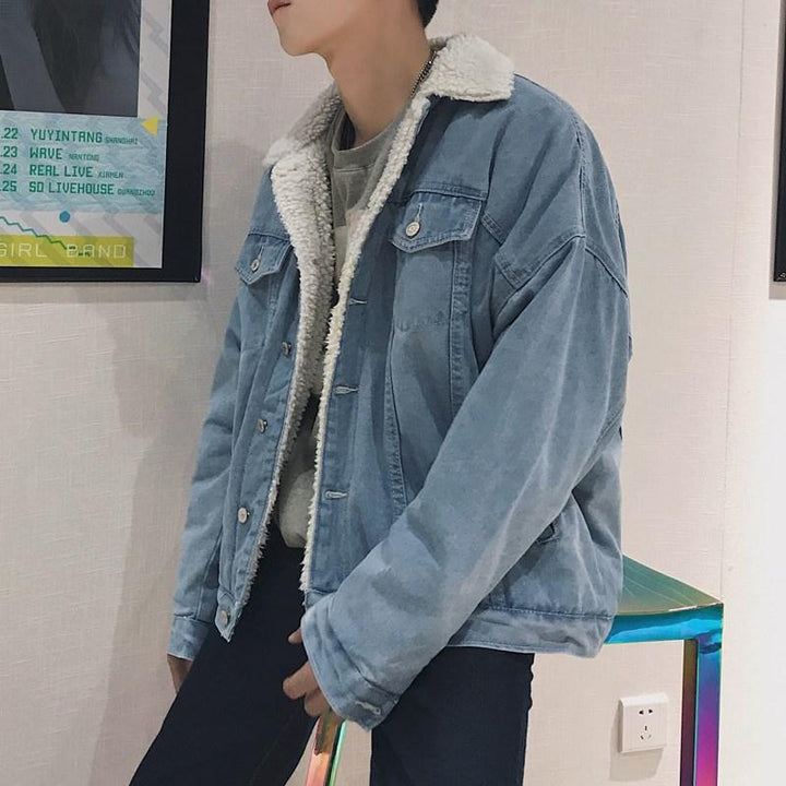 Men's Denim Jacket with Teddy Lining Mune Fashion