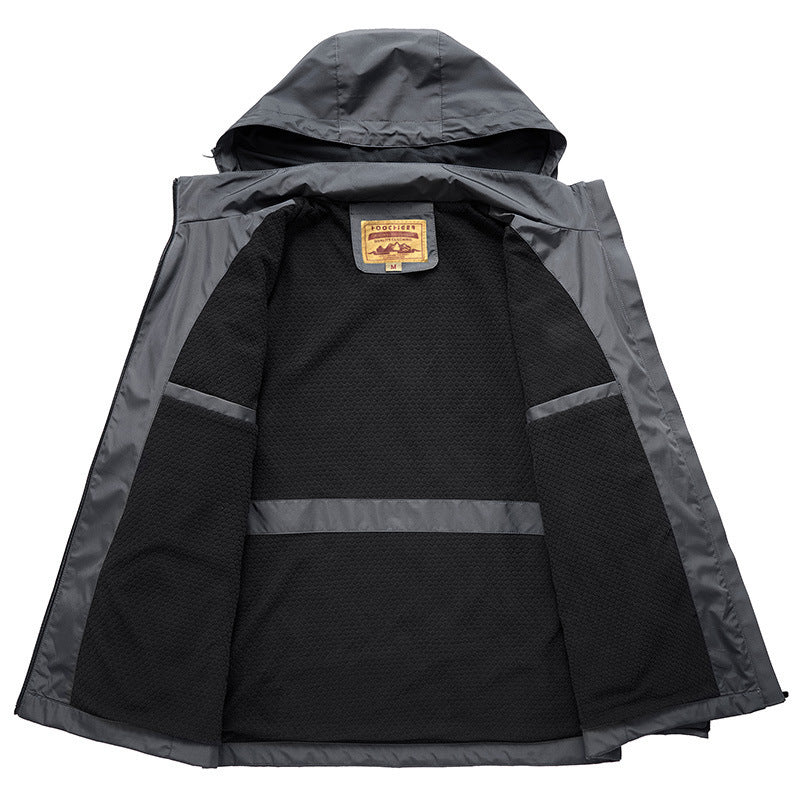 Men's Waterproof Softshell Jacket with Hood and Fleece Lining, Windproof and Breathable Mune Fashion