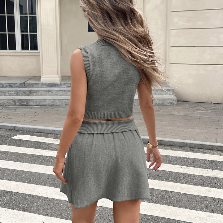 Women's Fashion Set with Knitted Top and Mini Skirt Mune Fashion