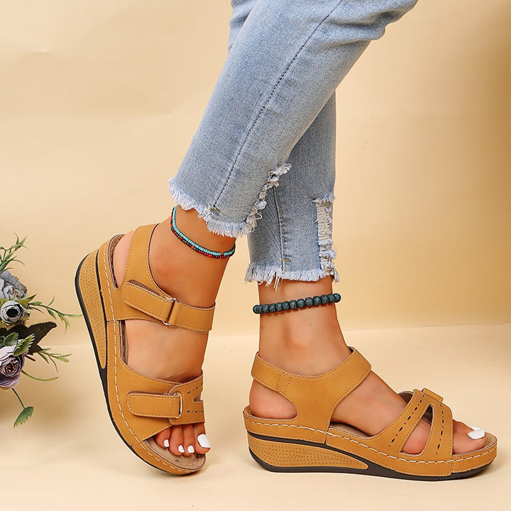 Damen Orthopädisch inspirierte Komfort-Sandalen mit doppeltem Riemensystem und leichter Keilsohle Mune Fashion
