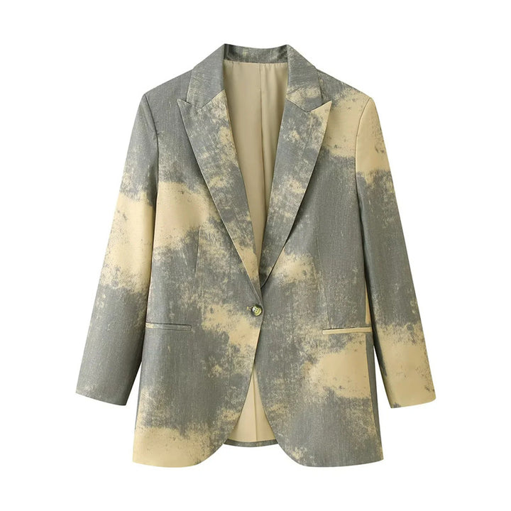 Women nan oversized blazer with abstract print, lapel collar and light lining Mune Fashion