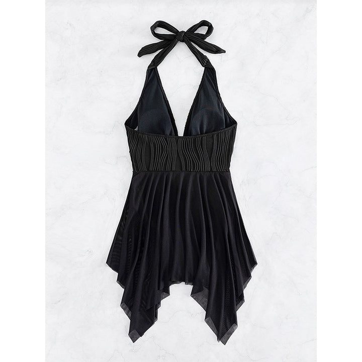 Women's Elegant Wrap Swimsuit with Deep V-Neck and Chiffon Skirt Mune Fashion