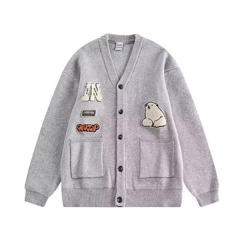 Women's Cozy Cardigan with Colorful Applications Mune Fashion