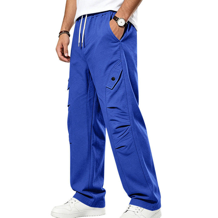 Men's Casual Cargo Joggers with Drawstring and Cut-Out Details Mune Fashion