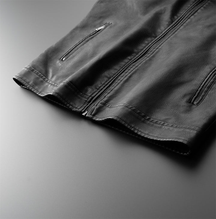 Men's Fashion Leather Jacket with Quilted Seams Mune Fashion