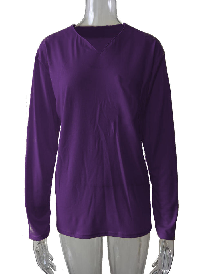 Women nan legeres Long-sleeve shirt with V-notch neckline, chest pocket, and relaxed oversized fit Mune Fashion