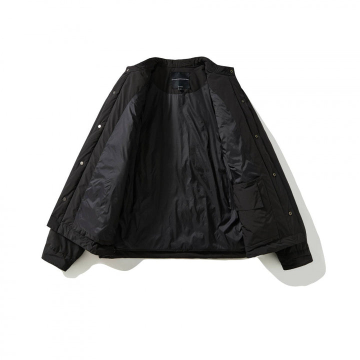 Unisex Boxy padded short jacket with stand-up collar and concealed snap button placket Mune Fashion