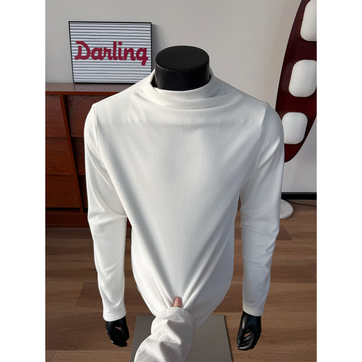 Men's Fine Stretch Long Sleeve Shirt with Short Stand-Up Collar and Slim Silhouette Mune Fashion