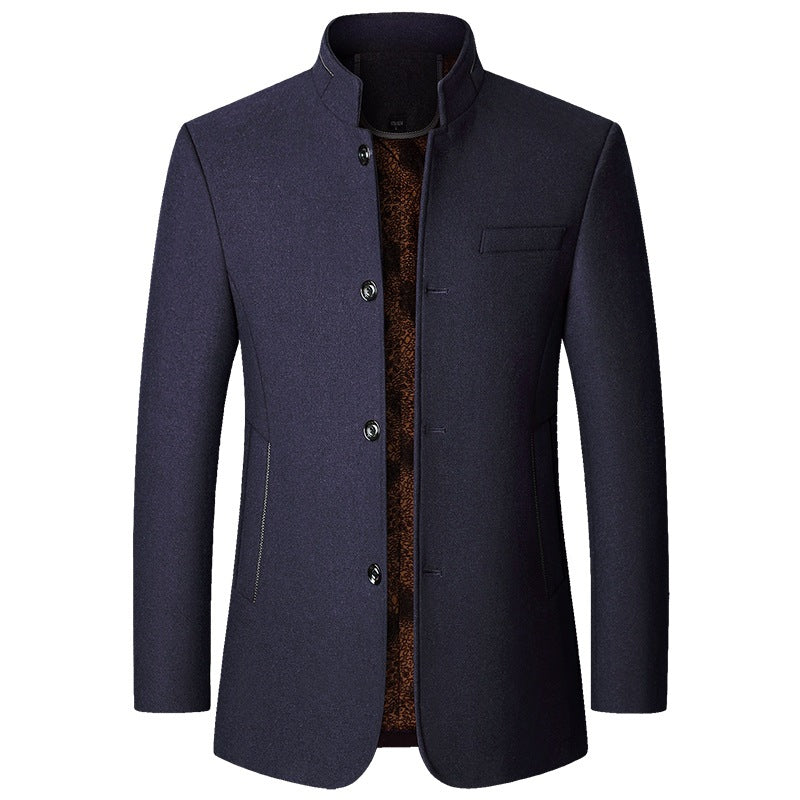 Men's wool coat with stand-up collar and quilted thermal lining Mune Fashion