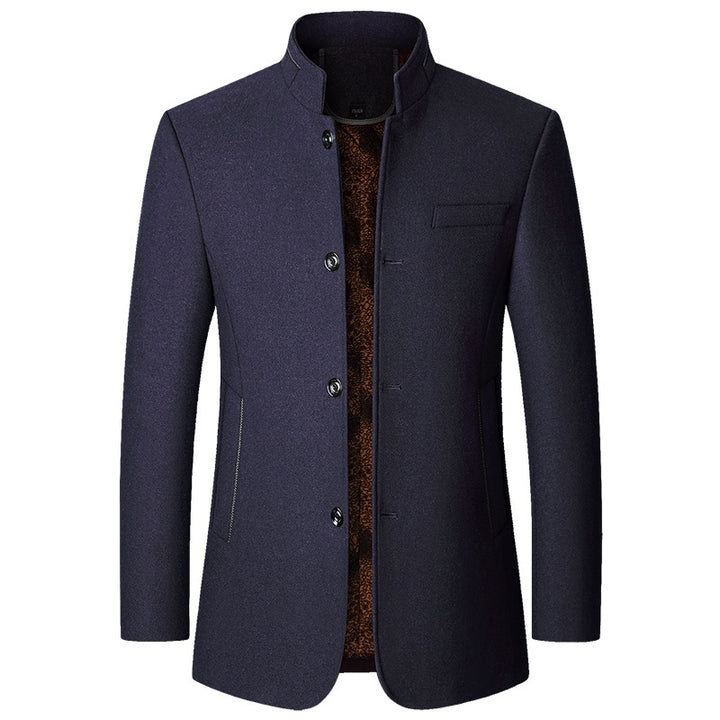 Men's wool coat with stand-up collar and quilted thermal lining Mune Fashion