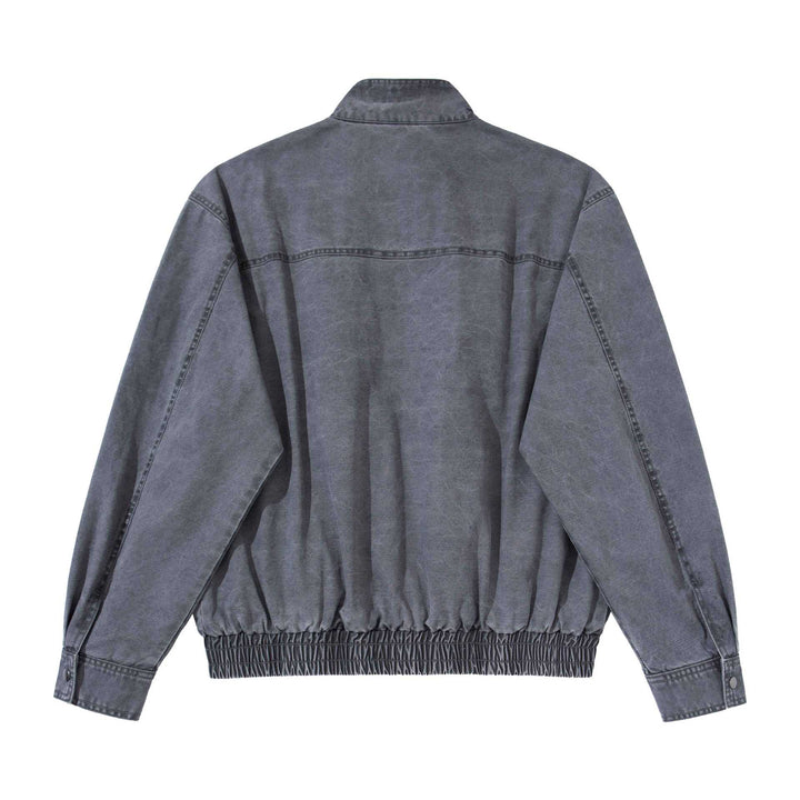 Men's short-cut utility jacket with high stand-up collar, zipper, and elastic hem Mune Fashion
