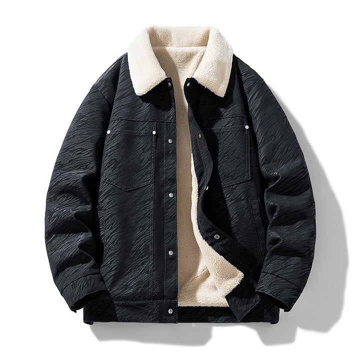 Men's Casual Faux Leather Jacket with Teddy Lining Mune Fashion