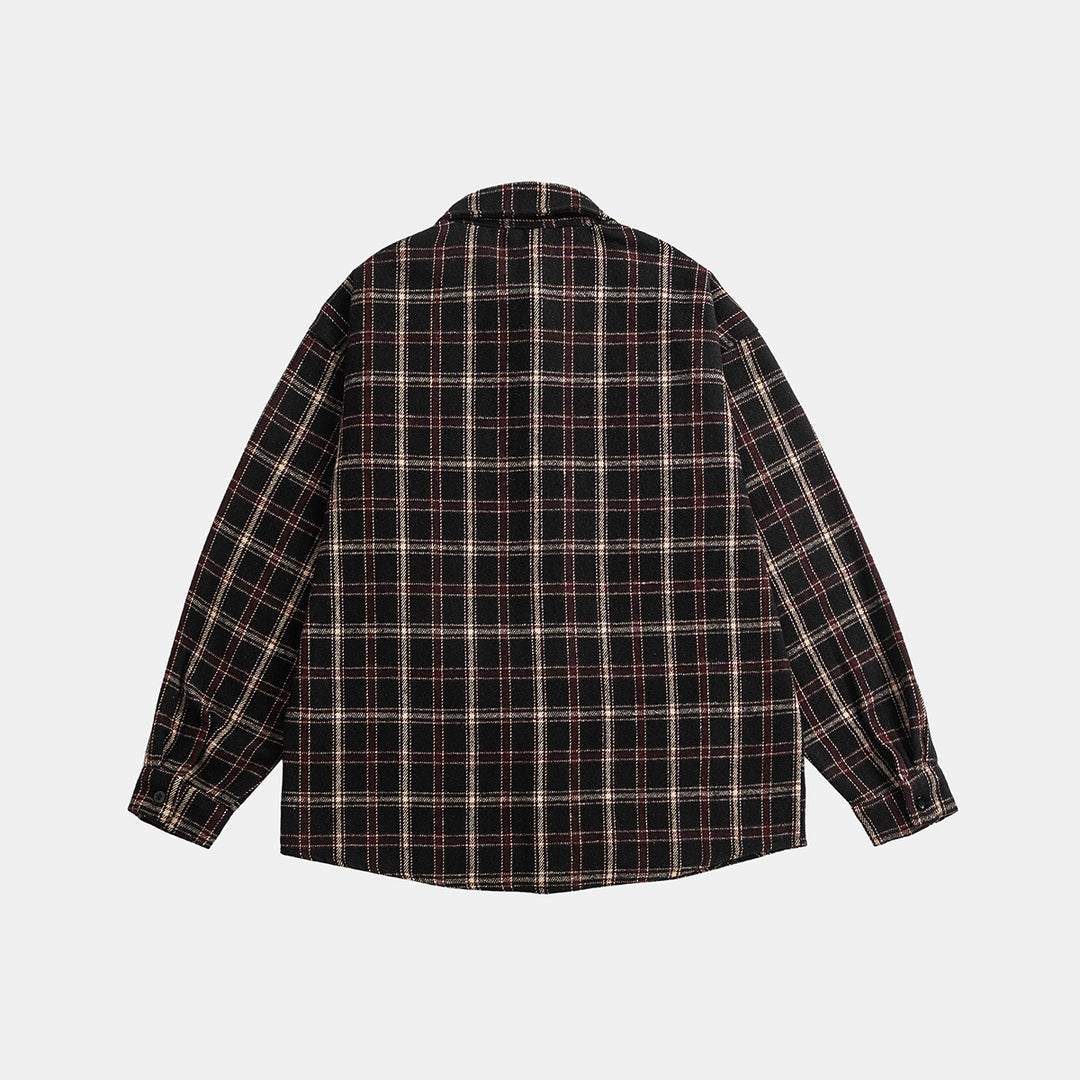 Unisex Oversize Check Shirt Jacket in Boxy Cut with Patch Chest Pocket and Soft Flannel Mune Fashion