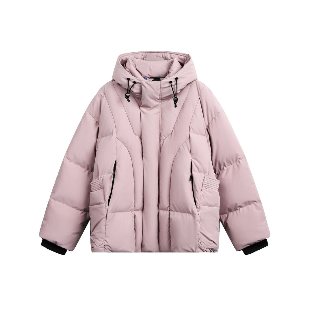 Ladies wide-cut padded parka with high collar, hood, and cargo pockets Mune Fashion