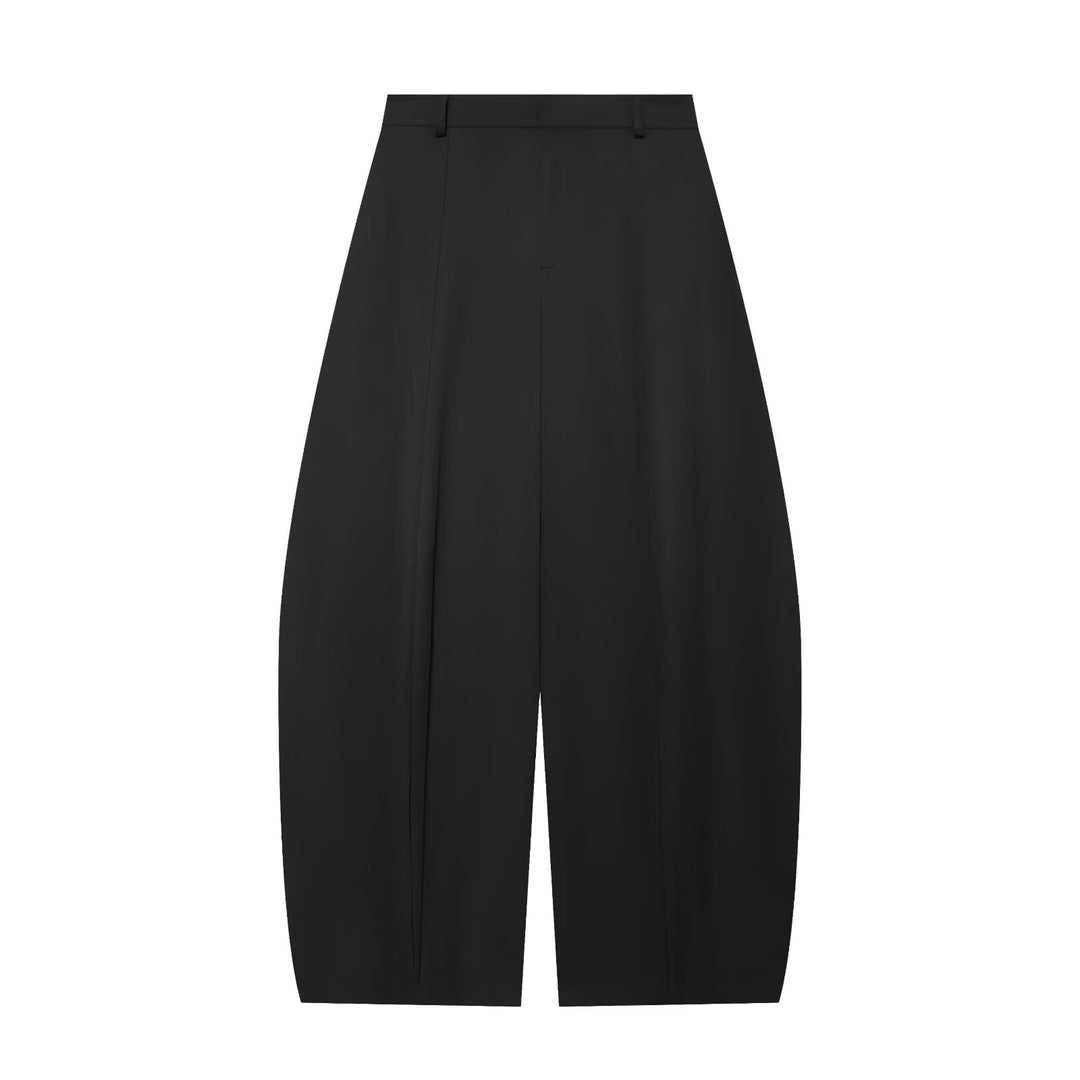 Women's High-Waisted Wide Fabric Trousers with Pleats Mune Fashion