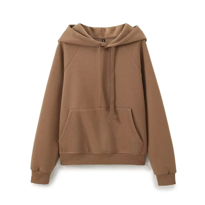 Women's casual hoodie with kangaroo pocket raglan sleeves and brushed interior Mune Fashion