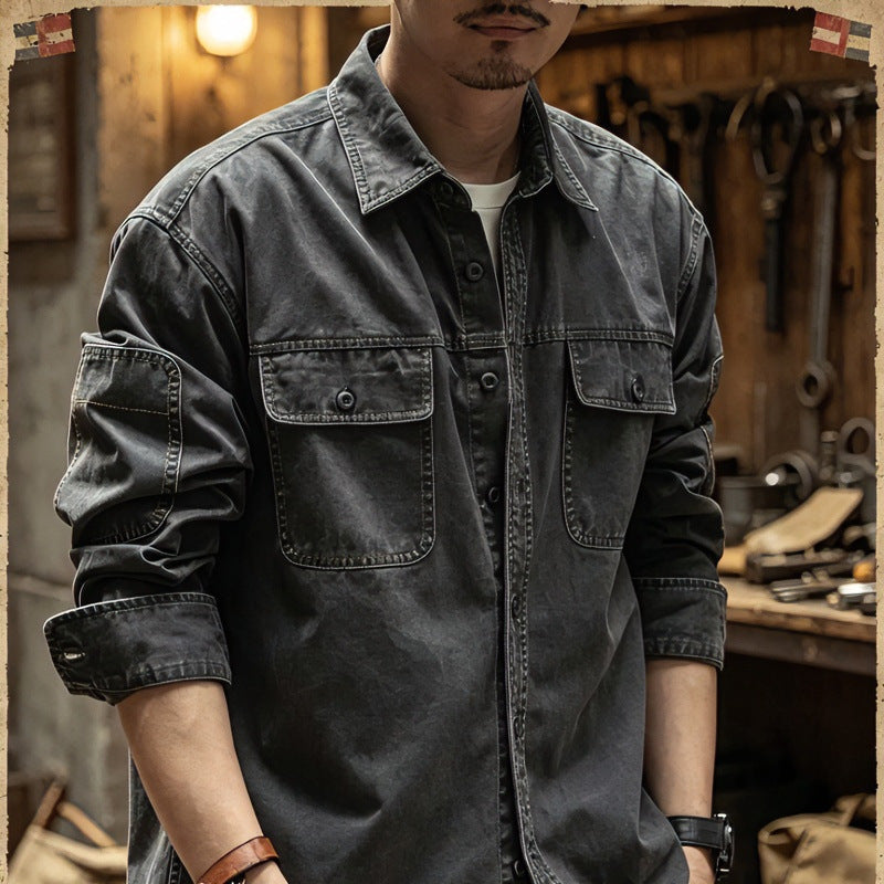 Men's Cotton Utility Overshirt with Flap Pockets Mune Fashion