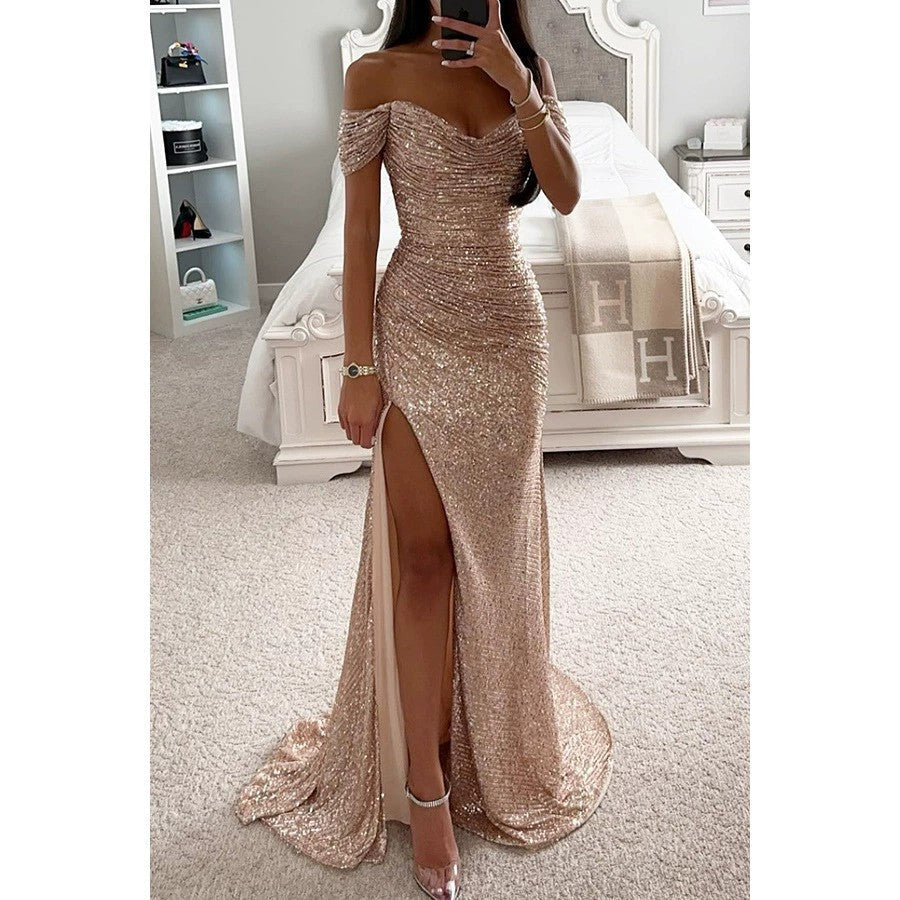 Women's Evening Dress with Shimmering Sequins Mune