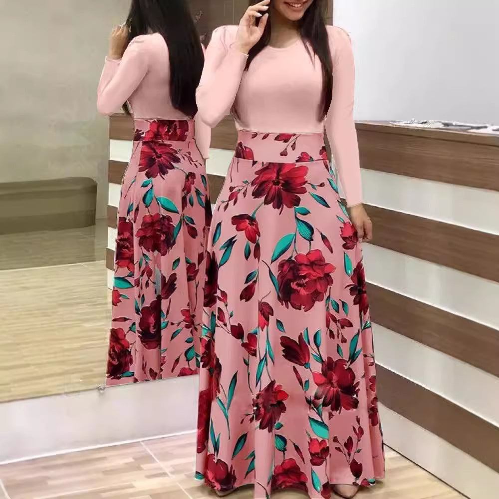 Women's Flowing Maxi Skirt with High Waist and Large Floral Print Mune Fashion
