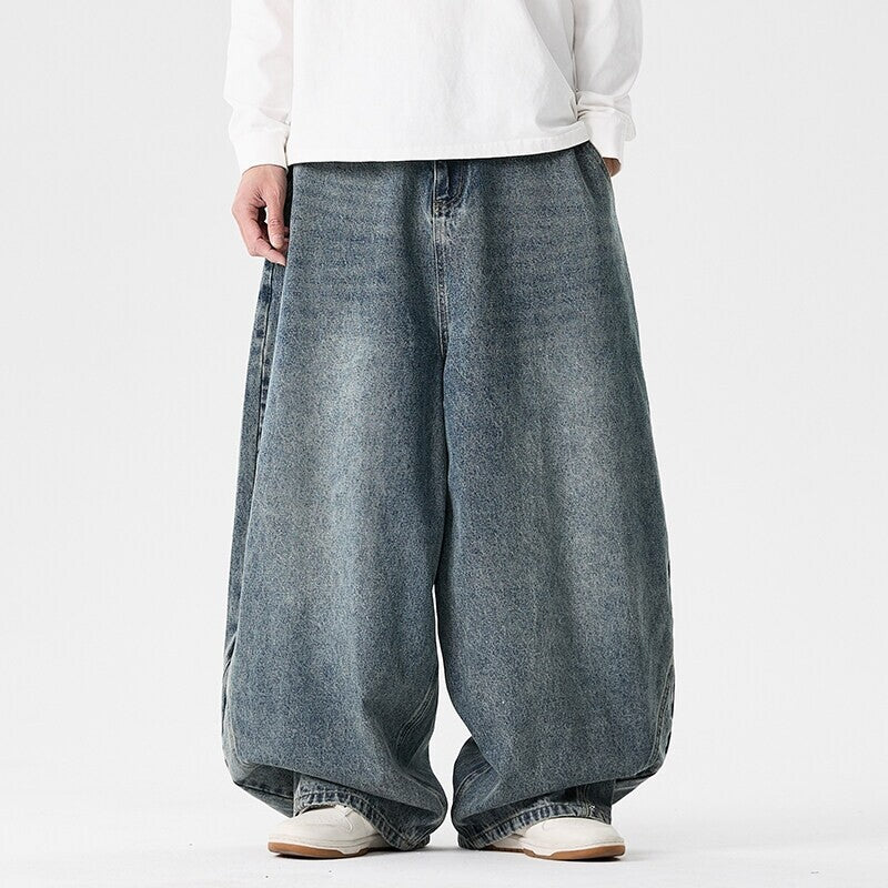 Men's extra-wide baggy jeans with a deep step, relaxed low-crotch cut, and wide hem Mune Fashion