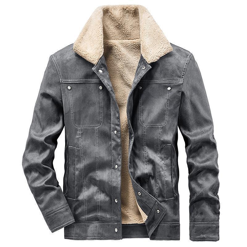 Men's Suede Look Trucker Jacket with Teddy Lining Mune Fashion