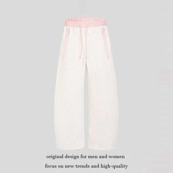Ladies wide lounge pants with high comfort waistband, drawstring and zip pockets Mune Fashion