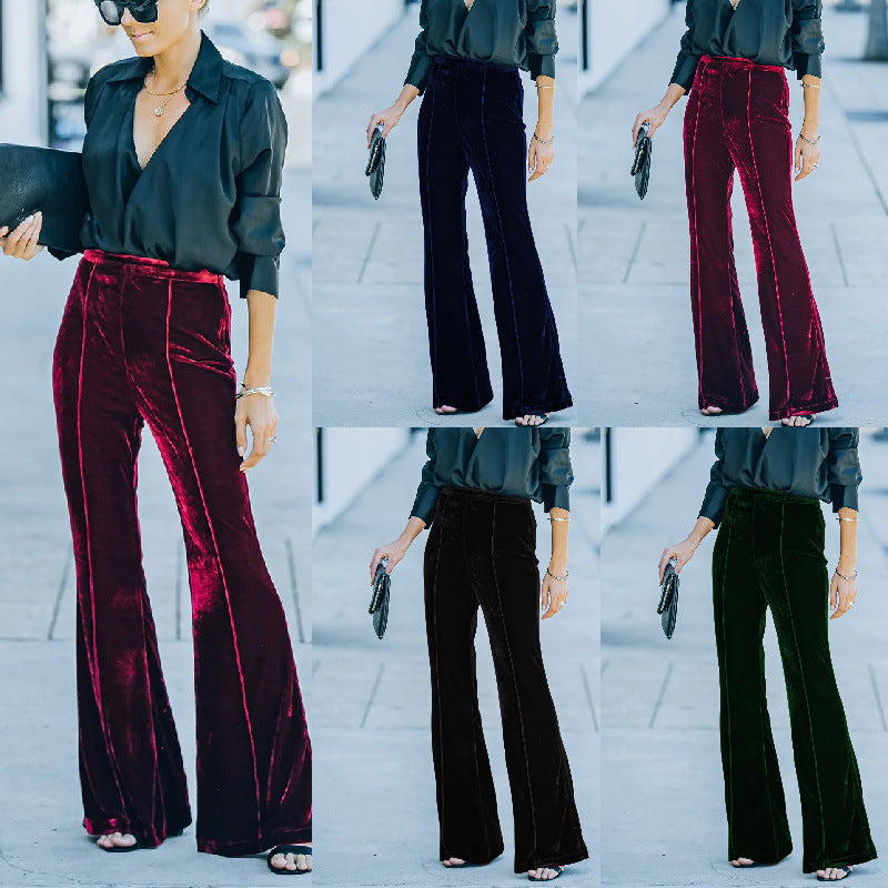 Women Elegant and Soft Velour Pants Mune Fashion