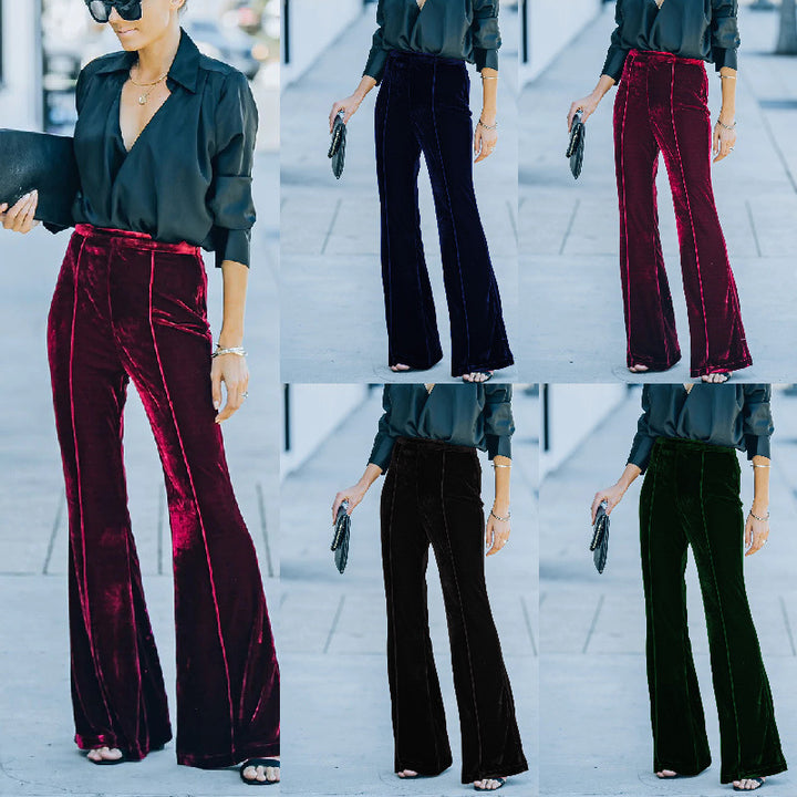 Women Elegant and Soft Velour Pants Mune Fashion